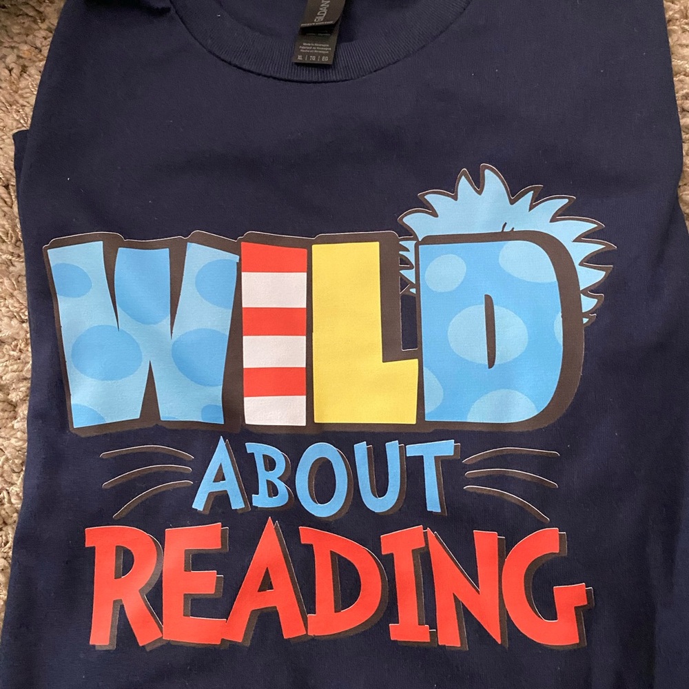 Navy Blue Kids Shirt - Wild About Reading